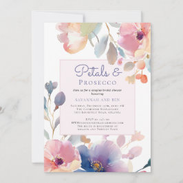 Invitación Pétalos y duchas de novias de parejas florales de 