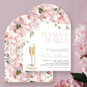 Invitación Pétalos y Perlas Modernas Ducha de Novias Florales