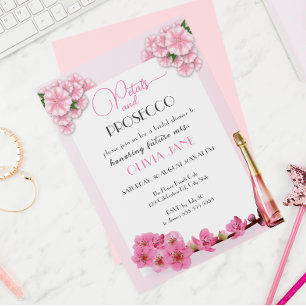 Invitación Pétalos y Prosecco Arco floral Ducha de verano de