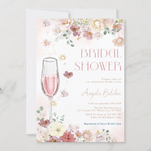 Invitación Pétalos y Prosecco con flores silvestres ducha de