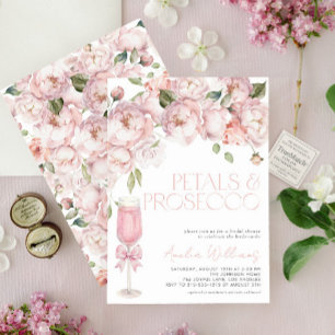 Invitación Pétalos y Prosecco Ducha de Novias Florales de Bow
