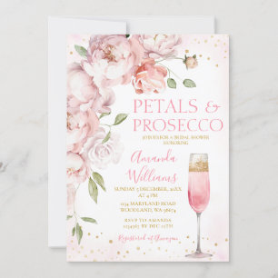 Invitación Pétalos y Prosecco Ducha de Novias Florales de Vin