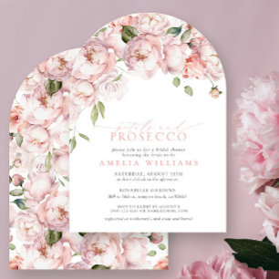 Invitación Pétalos y Prosecco Ducha de Novias Florales Rosa