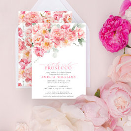 Invitación Pétalos y Prosecco Ducha de Novias Rosa Floral