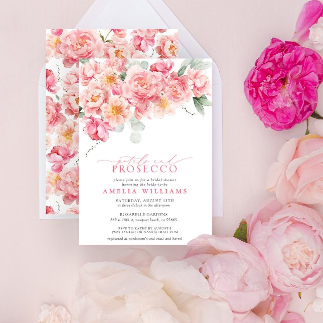 Invitación Pétalos y Prosecco Ducha de Novias Rosa Floral (Subido por el creador)