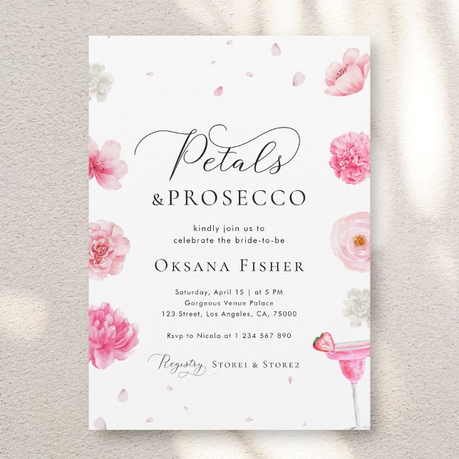 Invitación Pétalos y Prosecco Floral Rosa Jardín Ducha de Nov (Subido por el creador)