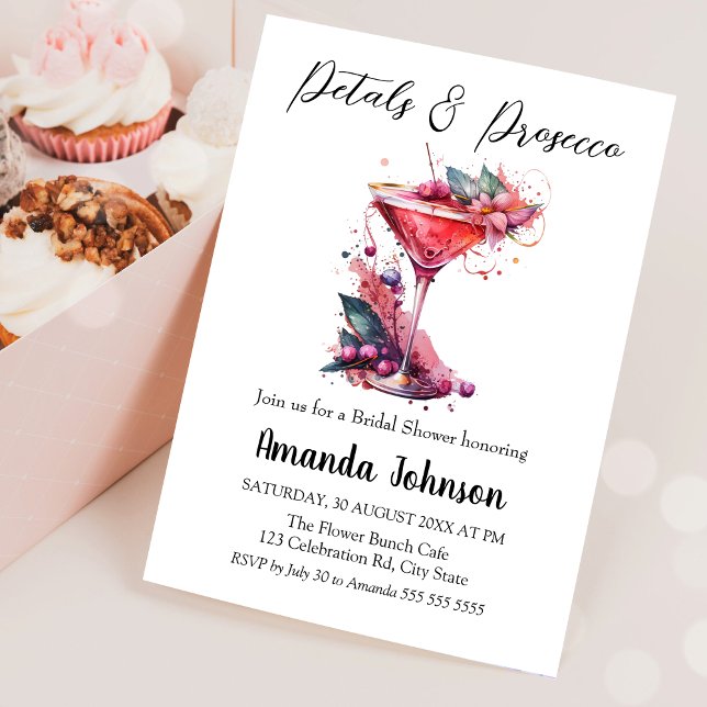 Invitación Pétalos y Prosecco Floral Rosa Rubor Ducha de novi (Subido por el creador)