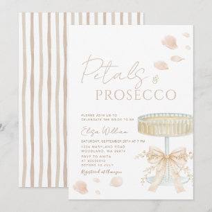 Invitación Pétalos y Prosecco Lazo Marfil Desayuno Nupcial