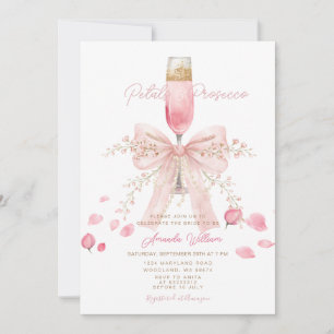 Invitación Pétalos y Prosecco Lazo Rosado Pétalos Despedida d