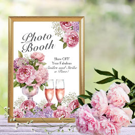 Invitación Pétalos y Prosecco Letrero de Cabina de Fotos