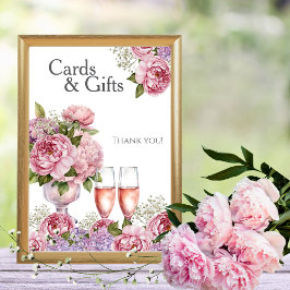 Invitación Pétalos y Prosecco Letrero de "Tarjetas y Regalos"