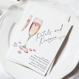 Invitación Pétalos y Prosecco mínimo de ducha de novia modern