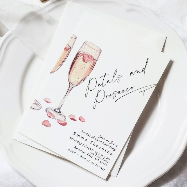 Invitación Pétalos y Prosecco mínimo de ducha de novia modern (Subido por el creador)