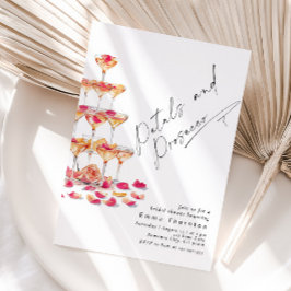 Invitación Pétalos y Prosecco mínimo de ducha de novia modern