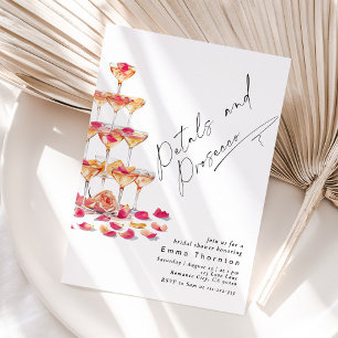 Invitación Pétalos y Prosecco mínimo de ducha de novia modern