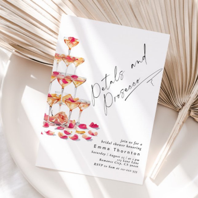 Invitación Pétalos y Prosecco mínimo de ducha de novia modern (Subido por el creador)