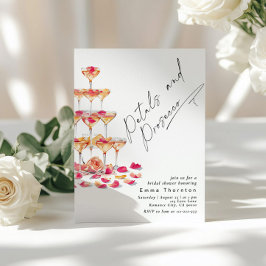 Invitación Pétalos y Prosecco mínimo de ducha de novia modern