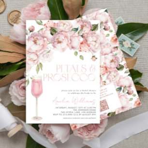 Invitación Pétalos y Prosecco QR Código Ducha Nodal Rosa