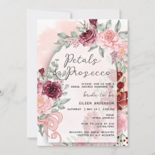 Invitación Pétalos y Prosecco Roses Rosados Arco Ducha Bridal