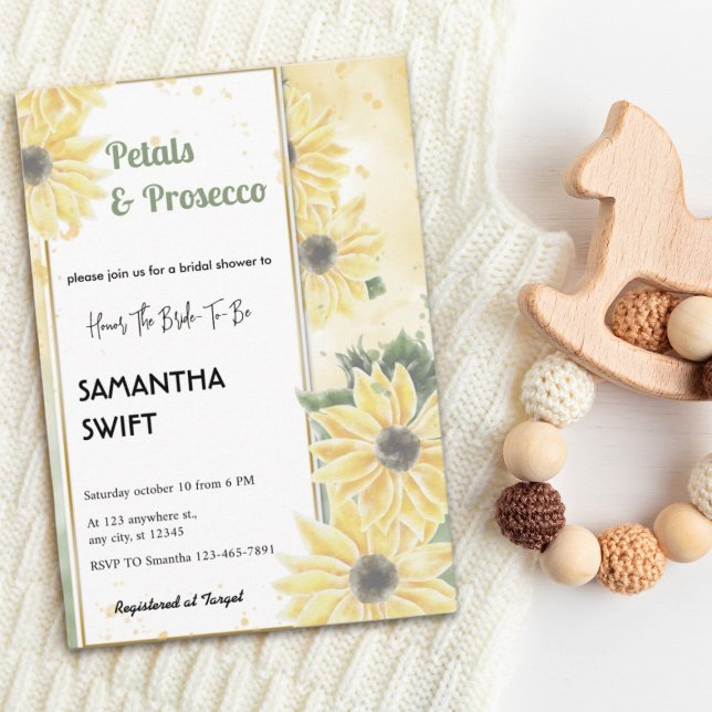 Invitación Pétalos y Prosecco Verano Sunflowers Ducha de novi (Subido por el creador)