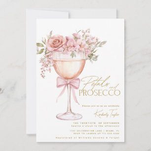 Invitación Pétalos Y Rosa Prosecco Jardín Ducha De Novias