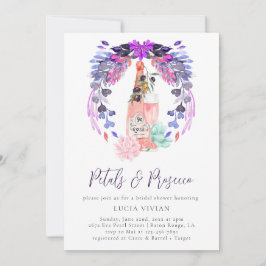 Invitación Petals elegantes y ducha de novia floral Prosecco