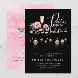 Invitación Petals Pearls Prosecco Bridal Shower