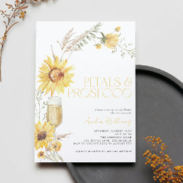Invitación Petals & Prosecco Boho Sunflower Bridal Shower
