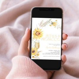 Invitación Petals & Prosecco Boho Sunflower Bridal Shower