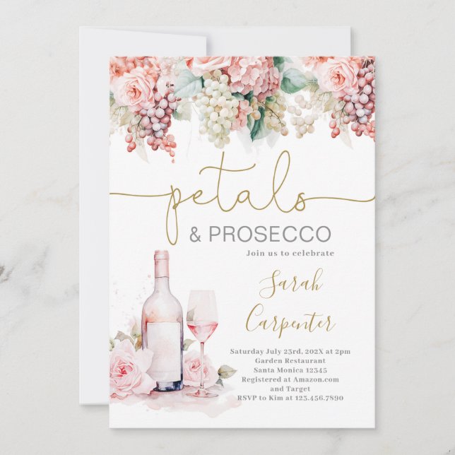 Invitación Petals Prosecco Bridal Shower (Anverso)