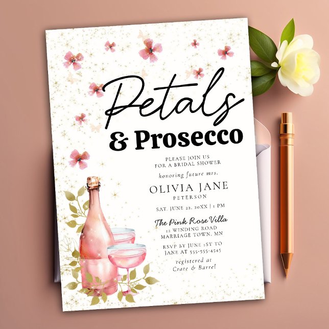 Invitación Petals Prosecco Flores singulares Ducha de novia (Subido por el creador)
