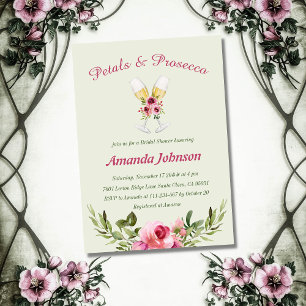 Invitación Petals & Prosecco Greenery Floral Bridal Shower
