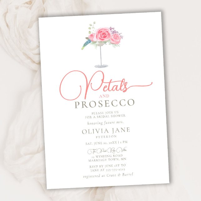 Invitación Petals Prosecco Rosas Cocktail Boho Bridal Shower (Subido por el creador)