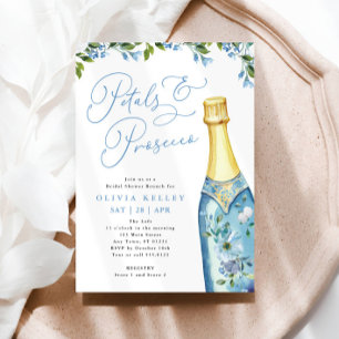 Invitación Petals y brunch con pinturas azules de Prosecco