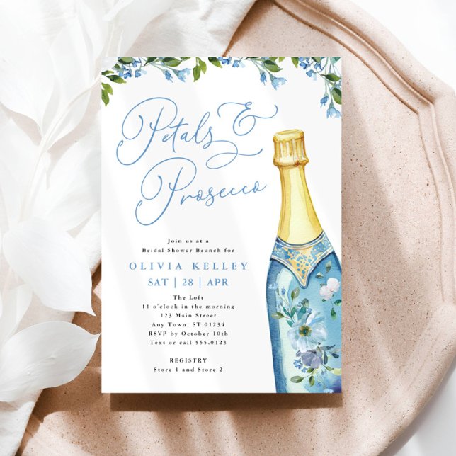 Invitación Petals y brunch con pinturas azules de Prosecco (Subido por el creador)