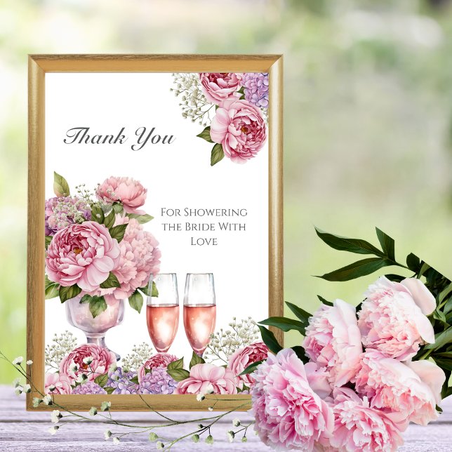 Invitación Petals y Prosecco Rótulo "Gracias" (Petals & Prosecco "Thank You" Sign)