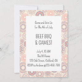 Invitación Petardos del 4 de julio Día de la Independencia Ba