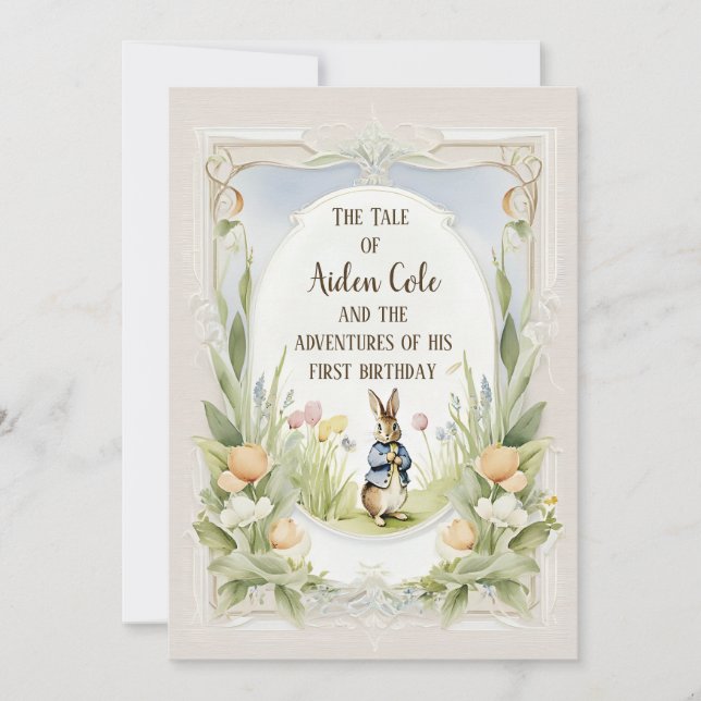 Invitación Peter el conejo conejo conejo en el jardín (Anverso)