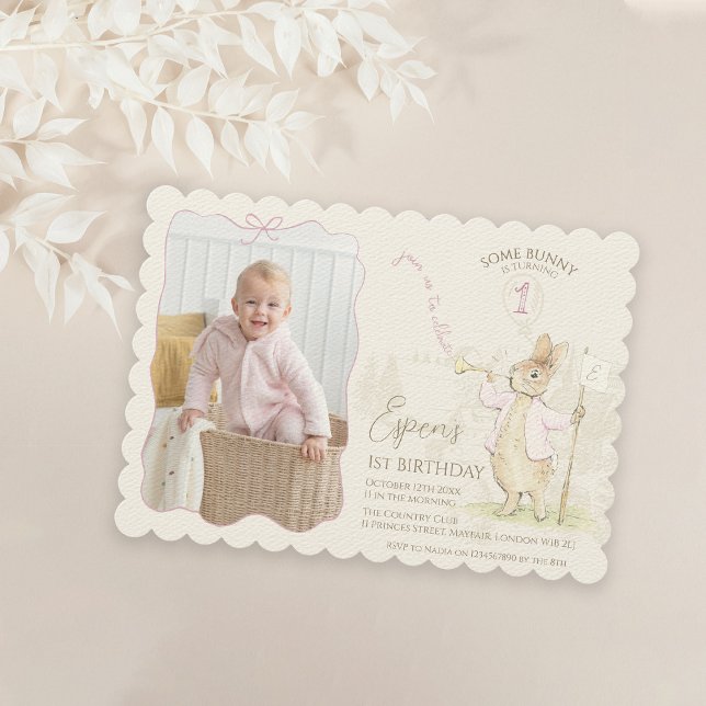 Invitación Peter el conejo un conejo foto del primer cumpleañ (Subido por el creador)