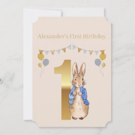 Invitación Peter el primer cumpleaños del conejo