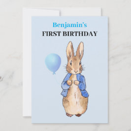 Invitación Peter el primer cumpleaños del conejo
