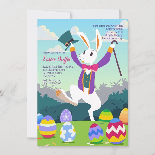 Invitación Peter Fluffytail Pascua (Anverso)