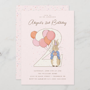 Invitación Peter Rabbit 2 Birthday Pink Confetti