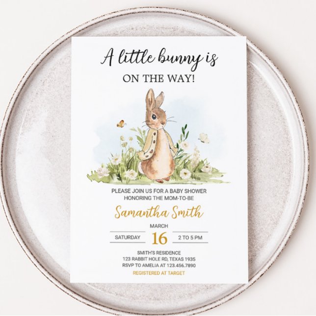 Invitación Peter Rabbit Baby Shower (Rabbit Gender Neutral Baby Shower Invitation)