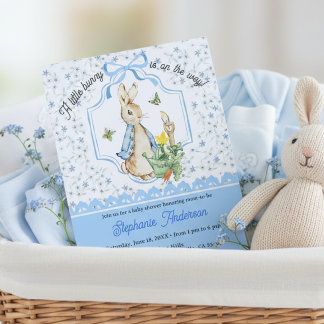 Invitación Peter Rabbit Blue Wildflowers Books for Baby and