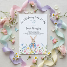 Invitación Peter Rabbit Boy Baby Shower Floral