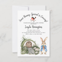 Invitación Peter Rabbit Boy Baby Shower Forest Burrow Garden