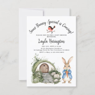 Invitación Peter Rabbit Boy Baby Shower Forest Burrow Garden