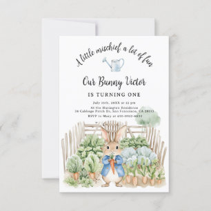 Invitación Peter Rabbit Boy First Birday Party Cabbage
