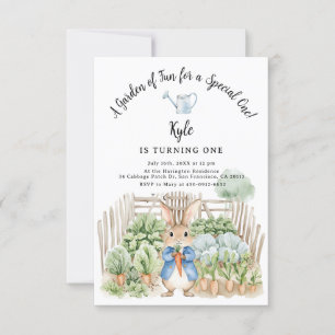 Invitación Peter Rabbit Cabbage Parche First Birday Party